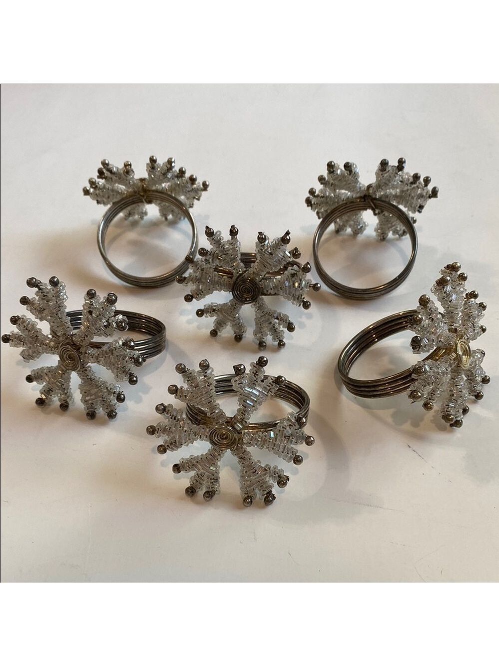 Silver Snowflake Napkin Rings 6x - Picture 5 of 10